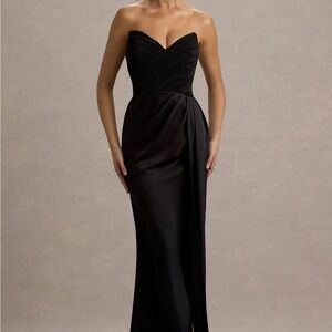 Club L London Black Strapless Evening Gown